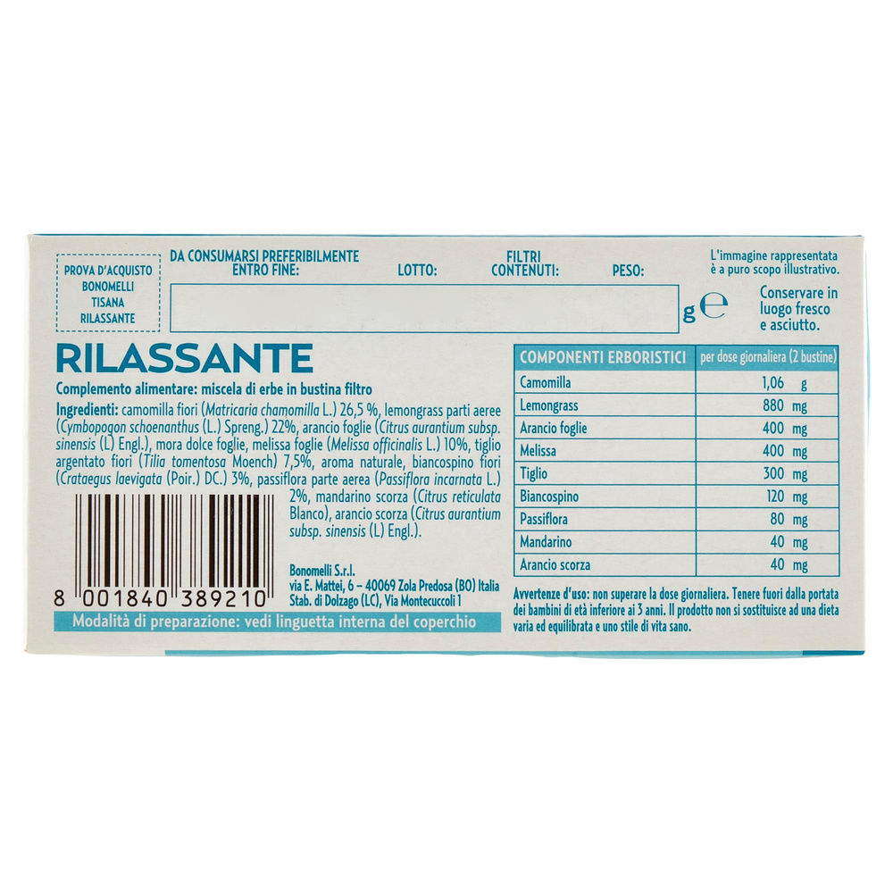 TISANA RILASSANTE BONOMELLI 16 FILTRI SCATOLA G 32 - 7