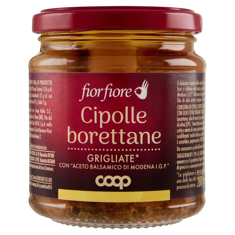 Cipolle borettane coop fior fiore grigliate all'aceto bals.modena vv g 280