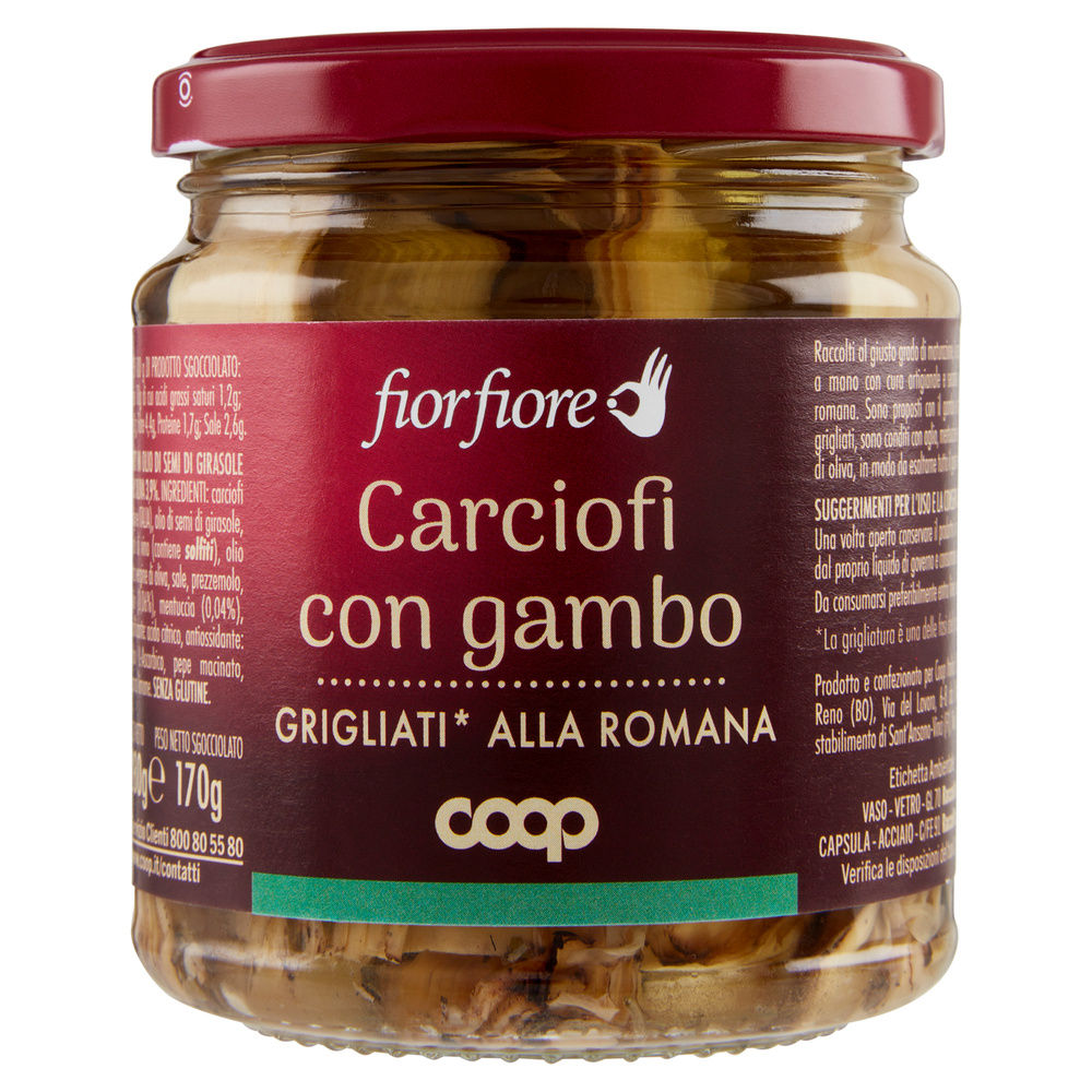 Carciofi con gambo coop fior fiore grigliati alla romana vv g 280