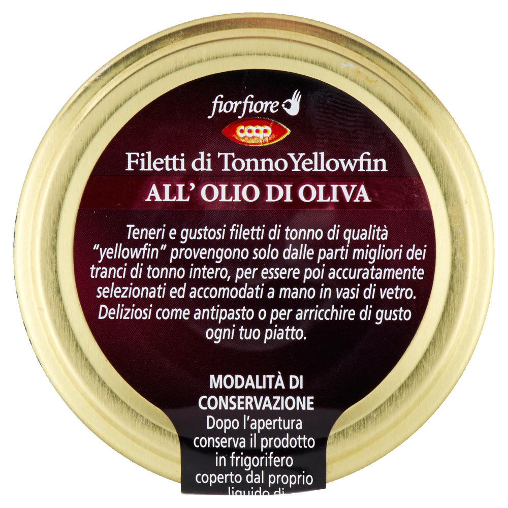 FILETTI DI TONNO YELLOWFIN OLIO OLIVA COOP FIOR FIORE VASO VETRO G 200 - 2
