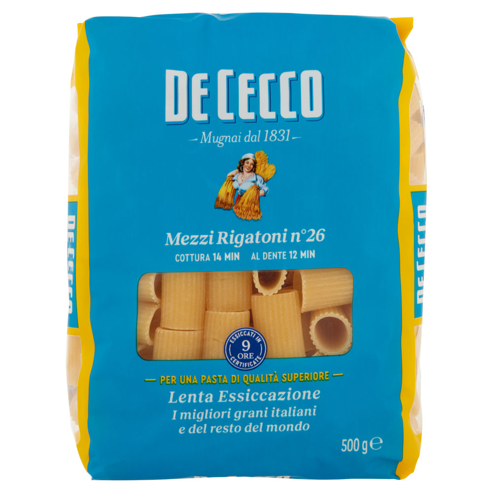 Mezzi rigatoni di semola de cecco n26 sacc. g 500