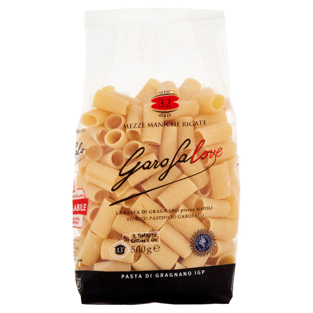 PASTA SEMOLA MEZZE MANICHE RIGATE N.32 IGP GAROFALO G 500 - 0