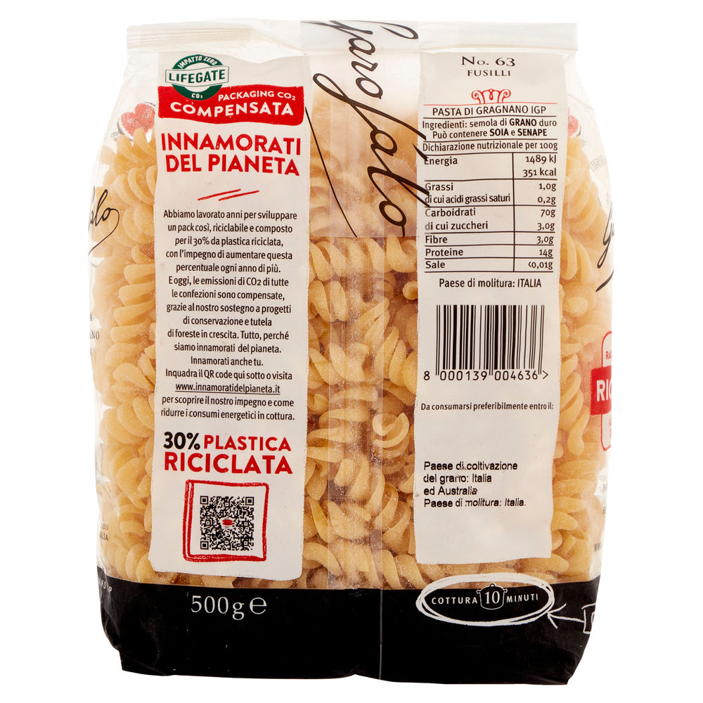 PASTA SEMOLA FUSILLI N.63 IGP GAROFALO G  500 - 1