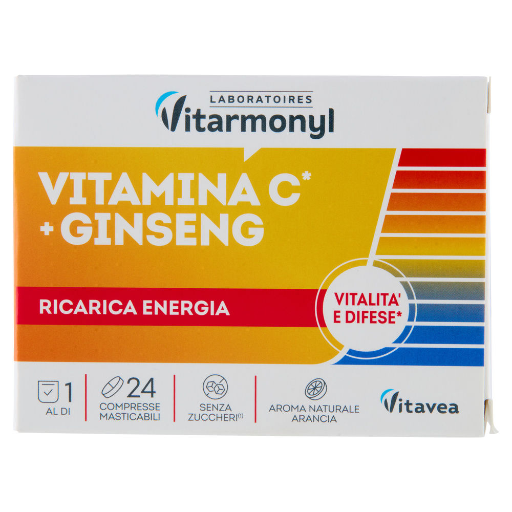 Vitamina c + ginseng 24 compresse masticabili vitarmonyl g 57,6