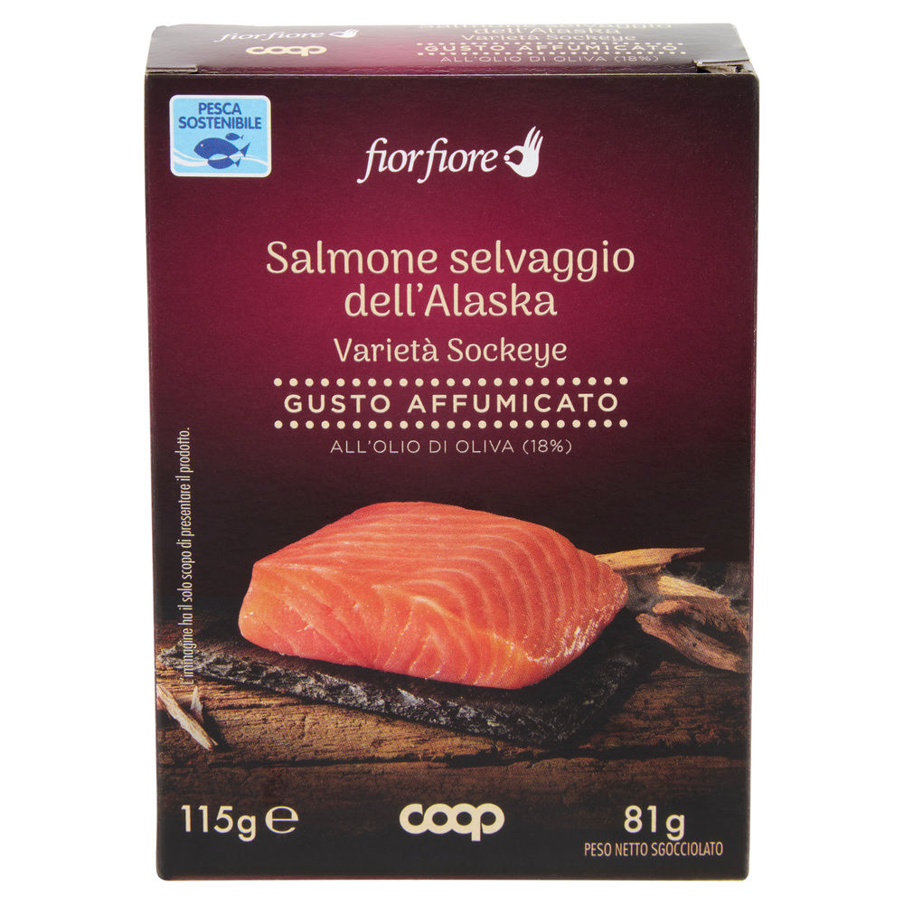 FILETTI DI SALMONE SELVAGGIO ALASKA SOCKEYE AFFUMICATO O.O FIORFIORE COOP G 115 - 4