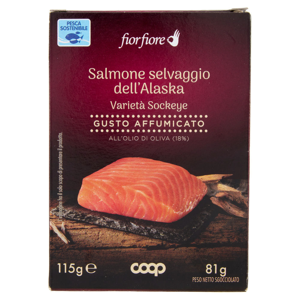 FILETTI DI SALMONE SELVAGGIO ALASKA SOCKEYE AFFUMICATO O.O FIORFIORE COOP G 115 - 5