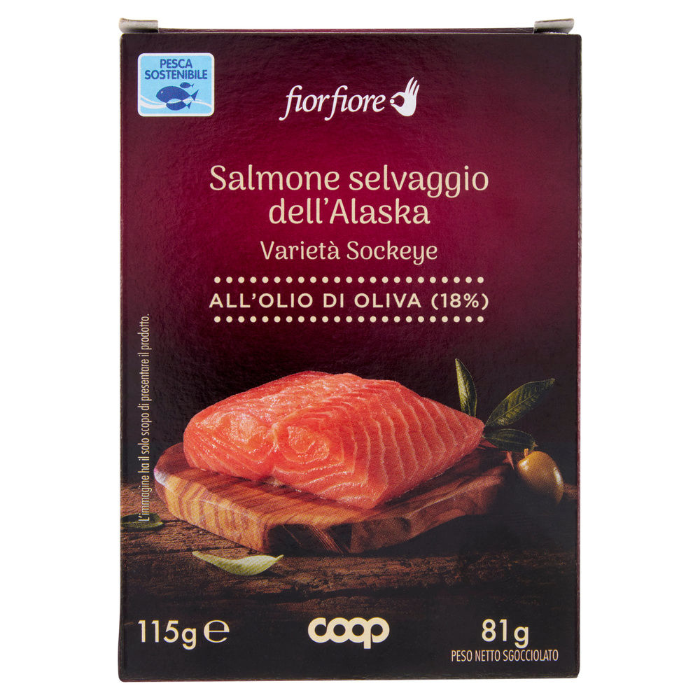 Filetti di salmone selvaggio alaska sockeye o.o. fior fiore coop g 115