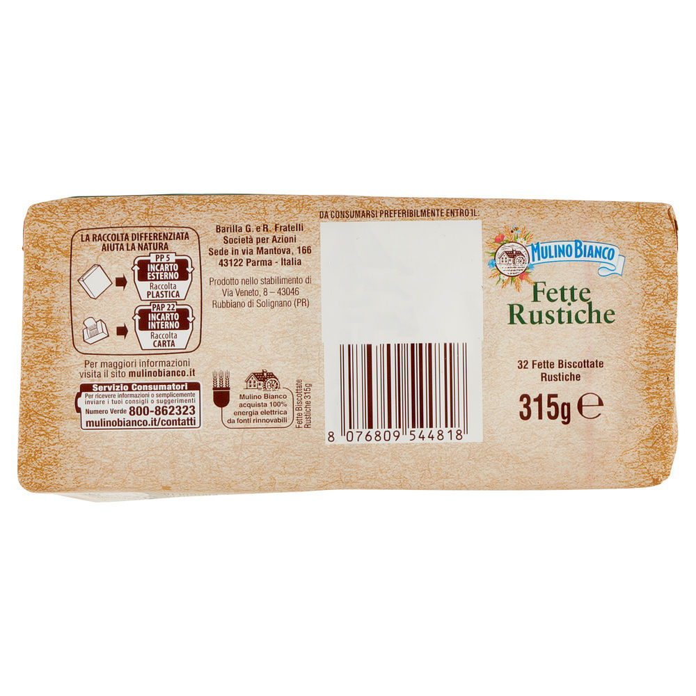 FETTE BISCOTTATE LE RUSTICHE MULINO BIANCO INCARTO PZ.32 G. 315 - 7