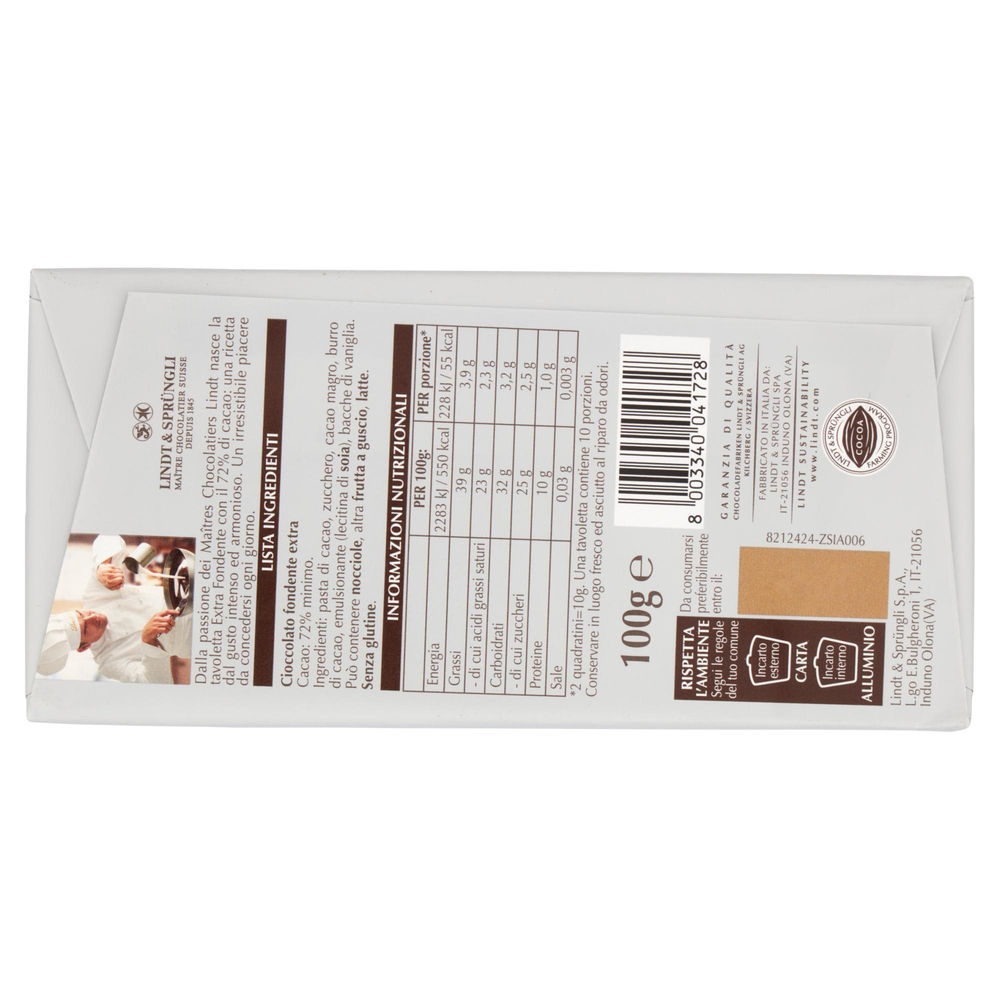 TAV.CIOCC.EXTRA FONDENTE 72% LINDT GR.100 - 1