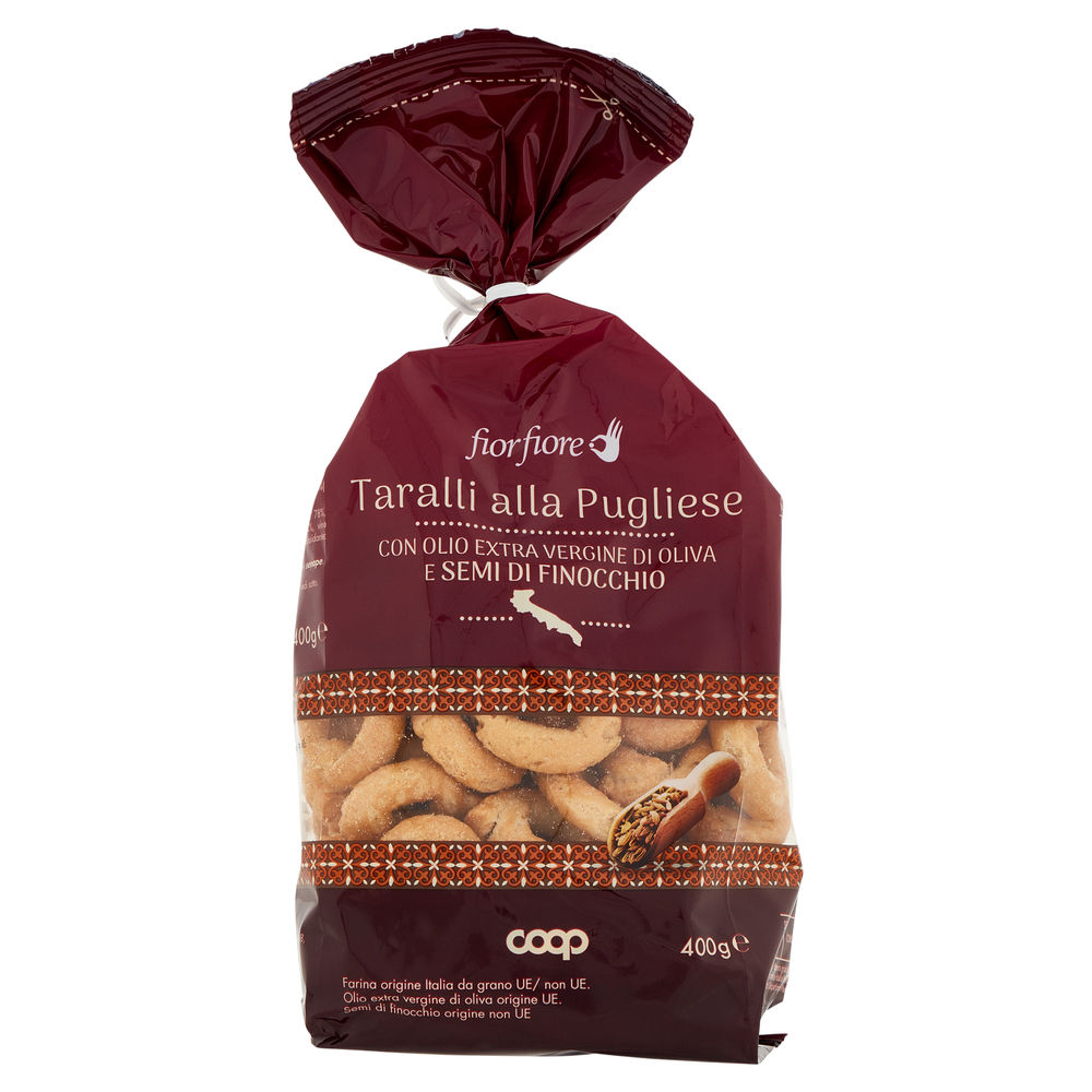 Taralli alla pugliese c/semi finocchio e olio evo fior fiore coop sacchetto g400