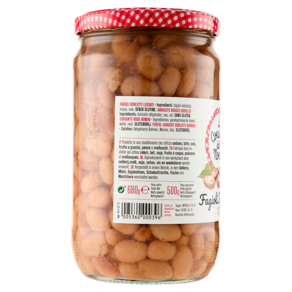 FAGIOLI BORLOTTI CONSERVE DELLA NONNA VASO VETRO G 680 SGOCC G500 - 4