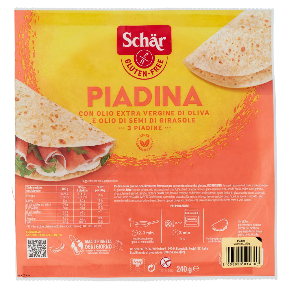 PIADINA 3 PEZZI CONFEZIONE SENZA GLUTINE SCHAR ATM MODIF. G 240 - 5