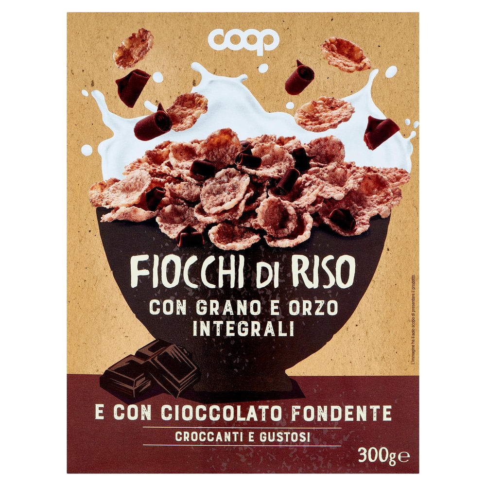 Fiocchi di riso c/frumento int. orzo int.c/cioccolato fond.coop scatola  g  300