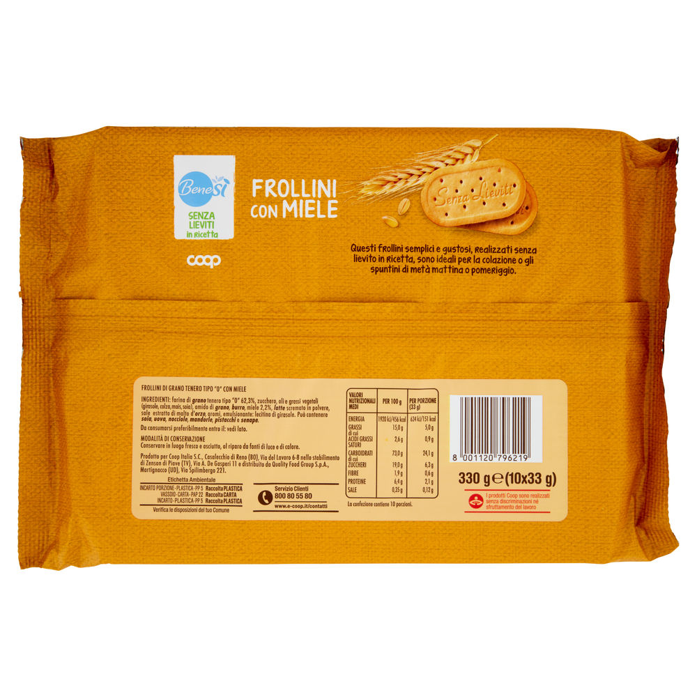 BISCOTTI FROLLINI SENZA LIEVITO  BENESÌ COOP FLOW PACK GR.330 - 1