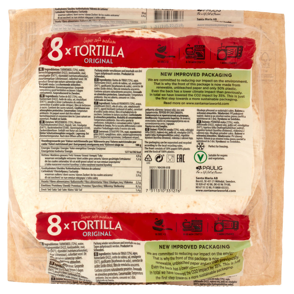 TORTILLAS FRESCHE MORBIDE SANTA MARIA BUSTA G 320 - 1