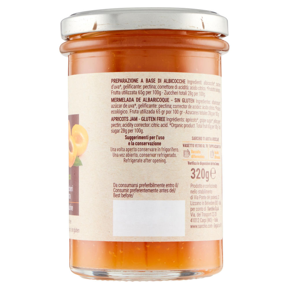 COMPOSTA DI ALBICOCCHE S/GLUTINE BIOLOGICA  SARCHIO G 320 - 7