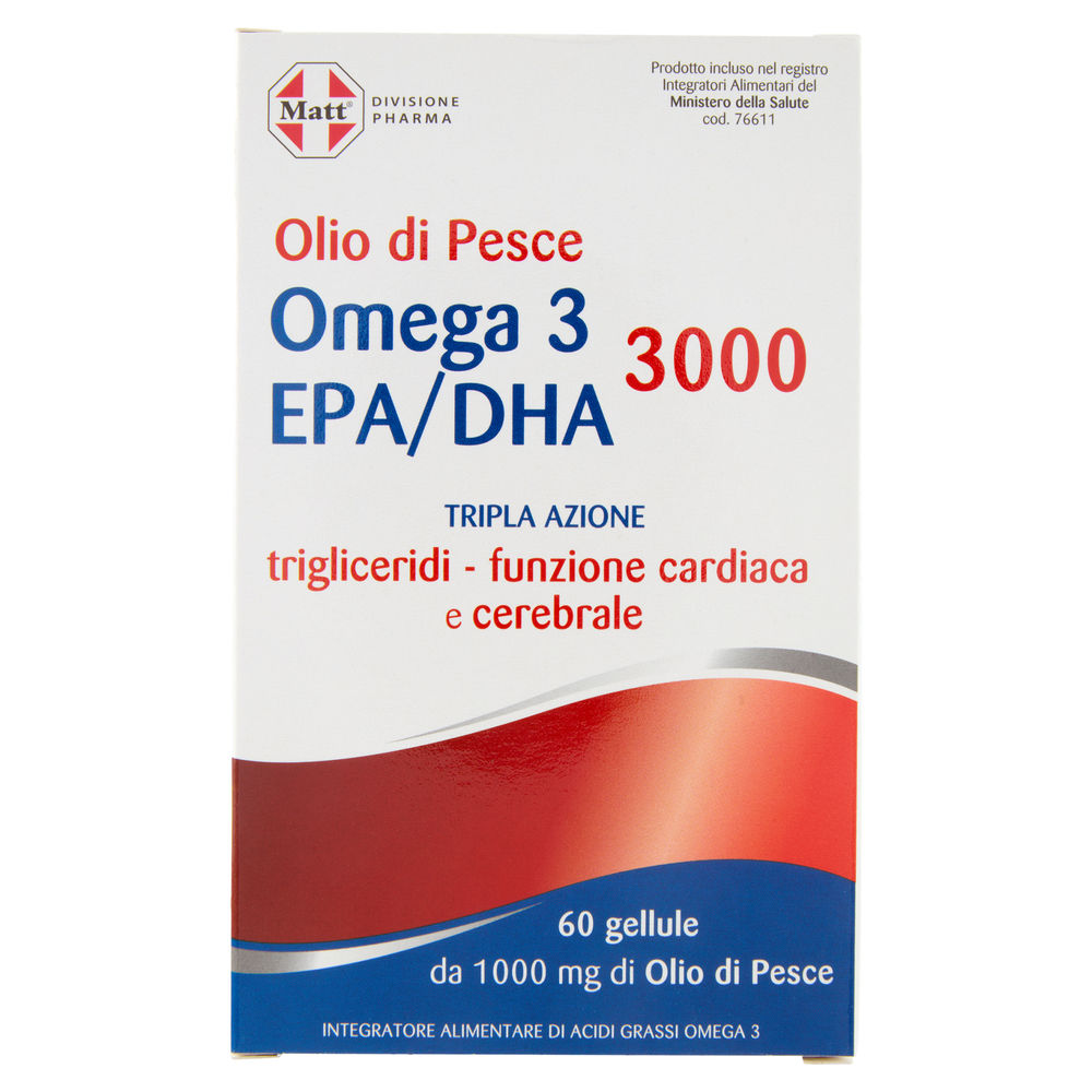 INTEGRATORE OMEGA 3 EPA/DHA 3000 MATT & DIET PHARMA SCATOLA G 76,5 - 0