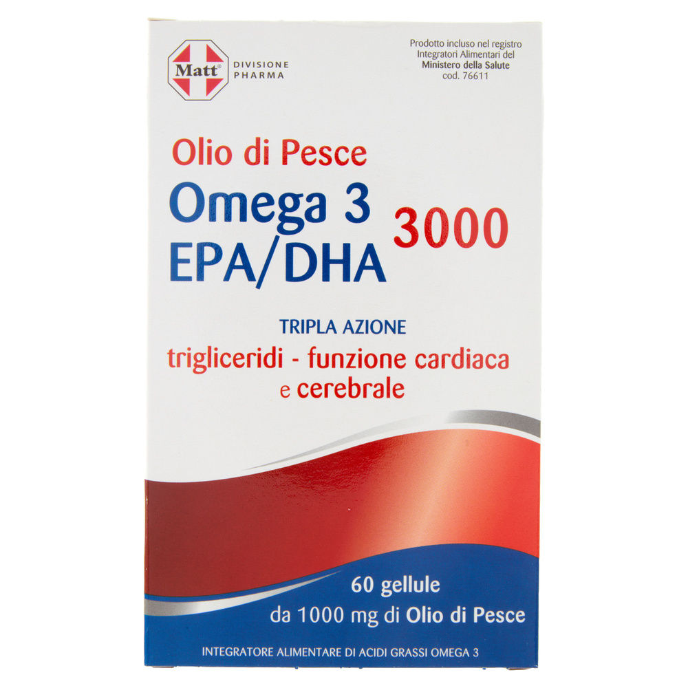 INTEGRATORE OMEGA 3 EPA/DHA 3000 MATT & DIET PHARMA SCATOLA G 76,5 - 5