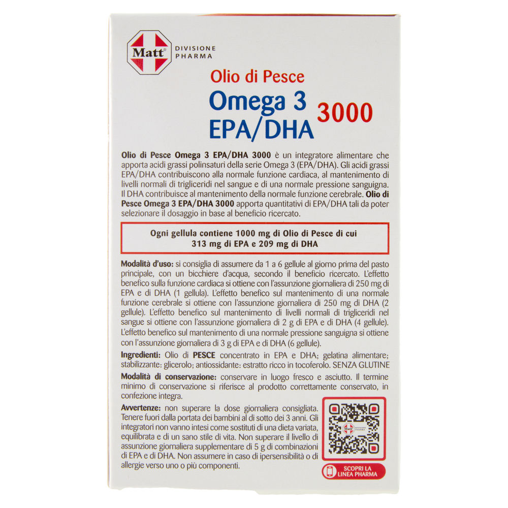 INTEGRATORE OMEGA 3 EPA/DHA 3000 MATT & DIET PHARMA SCATOLA G 76,5 - 1