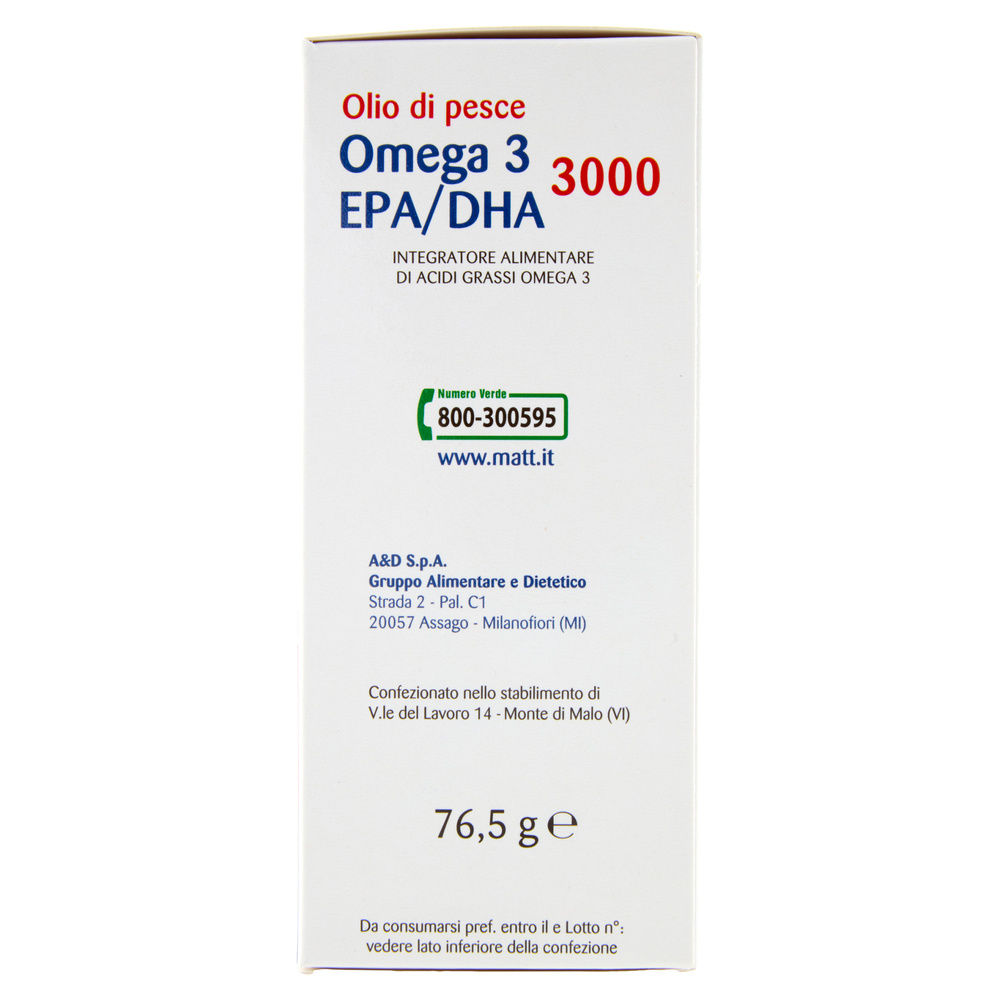INTEGRATORE OMEGA 3 EPA/DHA 3000 MATT & DIET PHARMA SCATOLA G 76,5 - 2