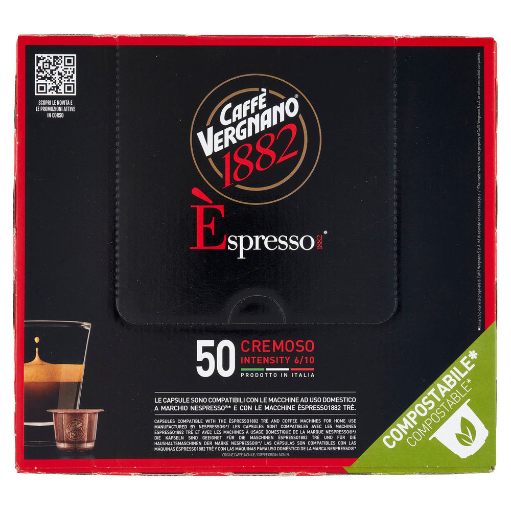 ÈSPRESSO CREMOSO COMPOSTABILE CAFFE' VERGNANO SCATOLA 50 CAPSULE XG 5 - 3