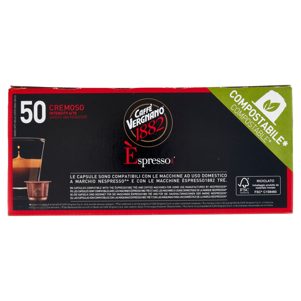 ÈSPRESSO CREMOSO COMPOSTABILE CAFFE' VERGNANO SCATOLA 50 CAPSULE XG 5 - 6