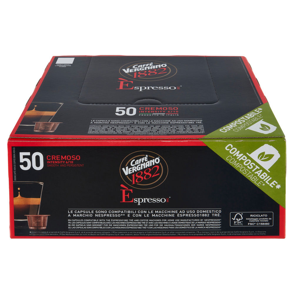 ÈSPRESSO CREMOSO COMPOSTABILE CAFFE' VERGNANO SCATOLA 50 CAPSULE XG 5 - 7