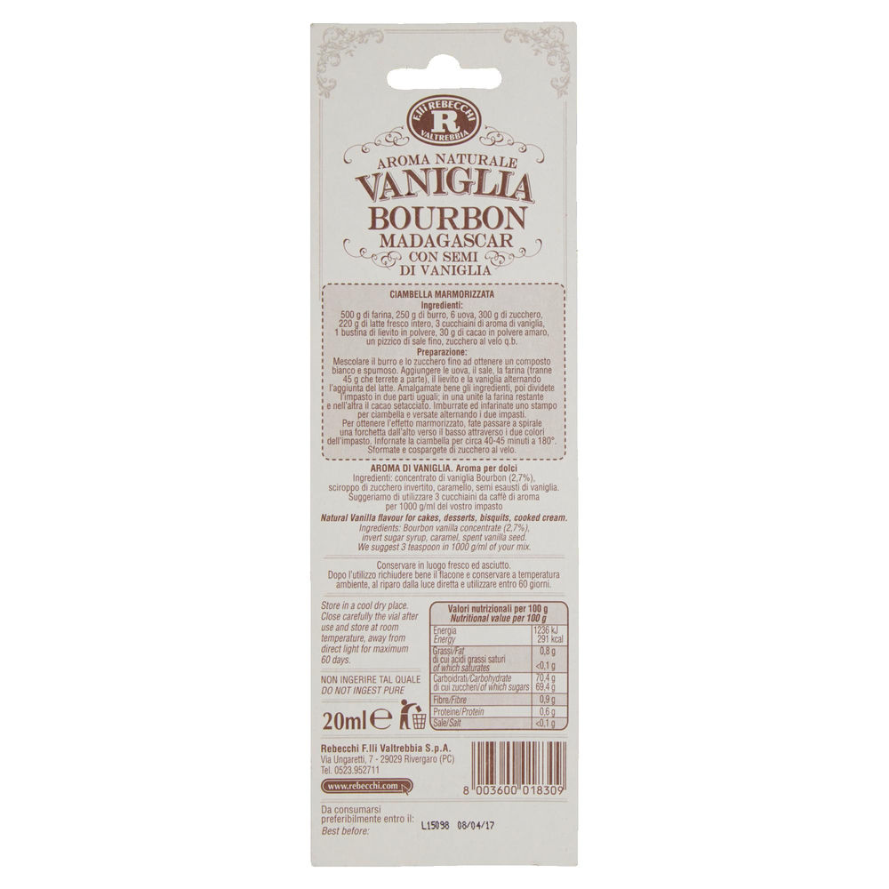 VANIGLIA NAT. AROMA BOURBON C/GRANI REBECCHI BLISTER ML.20 - 1