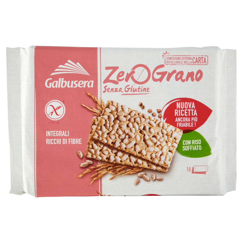 Crackers integrali senza glutine zerograno galbusera scatola g 360