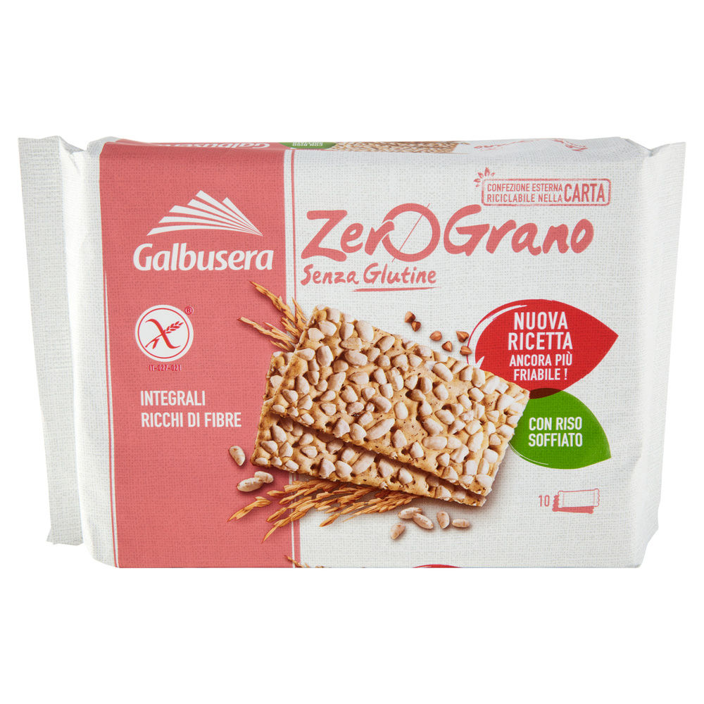 CRACKERS INTEGRALI SENZA GLUTINE ZEROGRANO GALBUSERA SCATOLA G 360 - 2