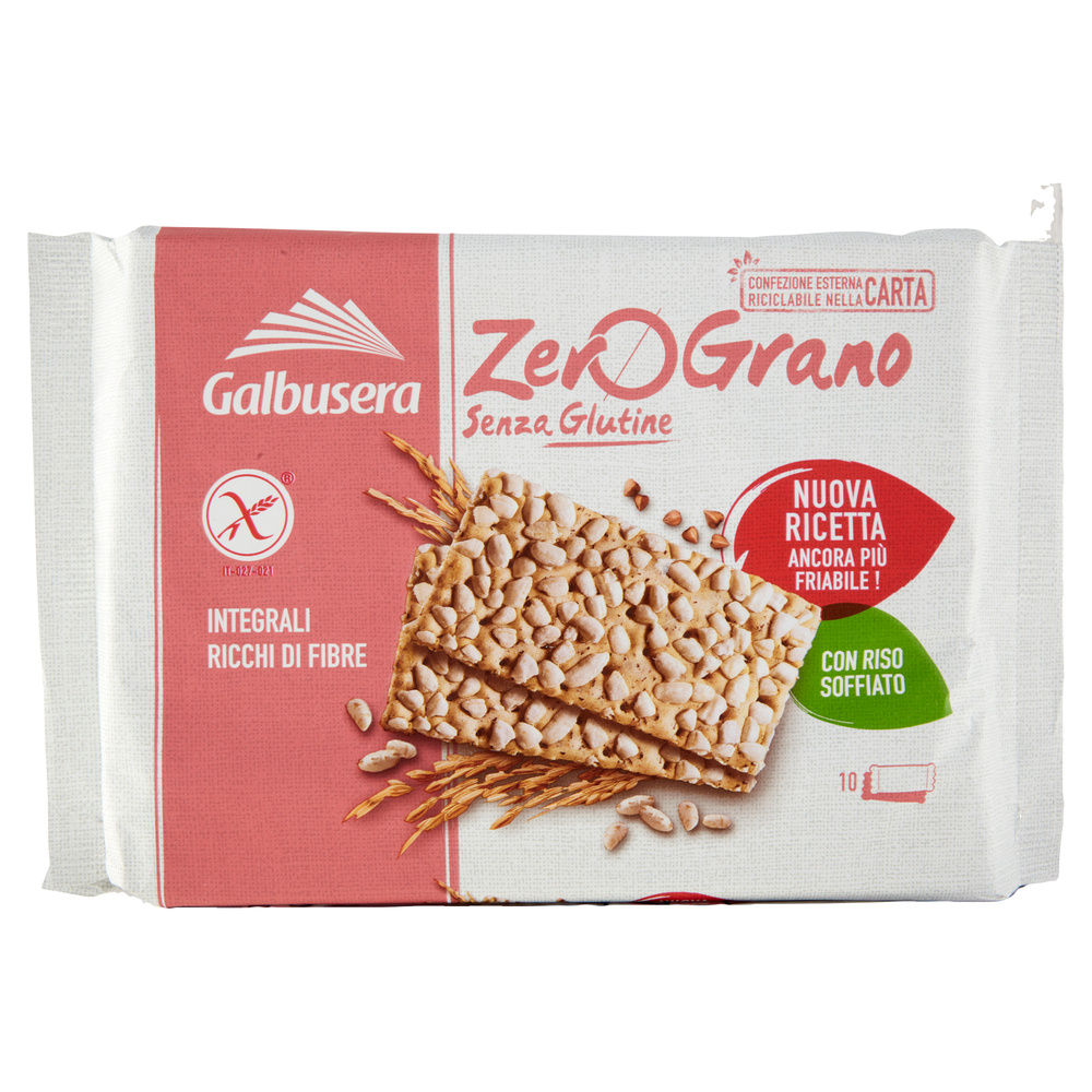 CRACKERS INTEGRALI SENZA GLUTINE ZEROGRANO GALBUSERA SCATOLA G 360 - 3