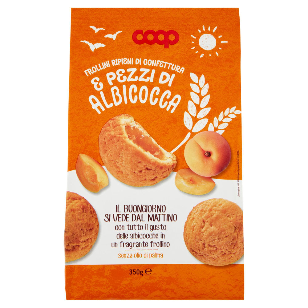 Biscotti frollini coop confettura/pezzi albicocca sacchetto gr.350 no palma