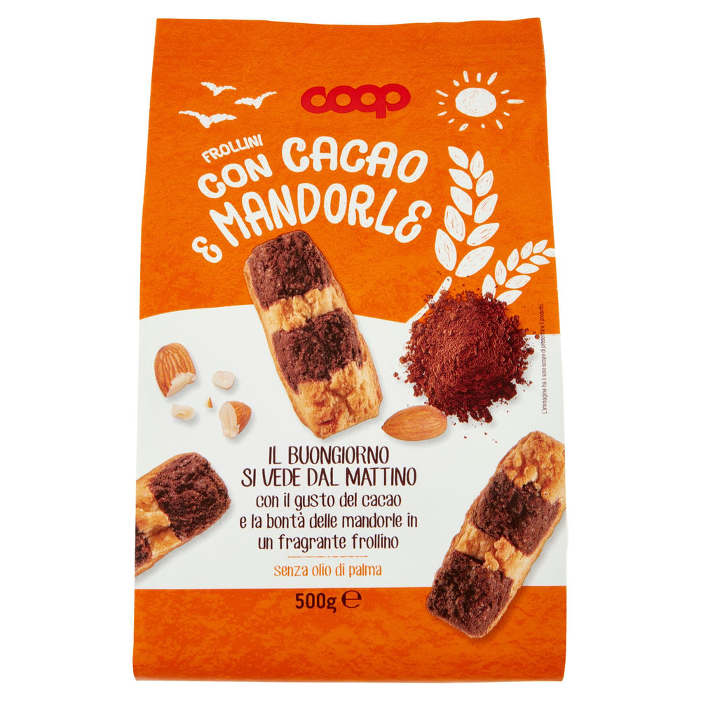 Biscotti frollini con cacao e mandorle coop sacchettogr.500 no palma