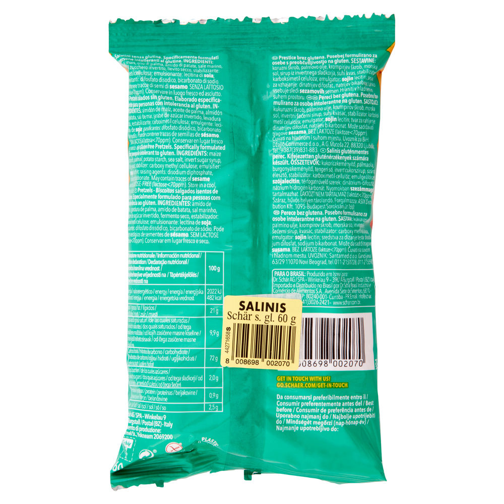 SALATINI SALINIS SENZA GLUTINE SCHAR SACCHETTO G 60 - 1