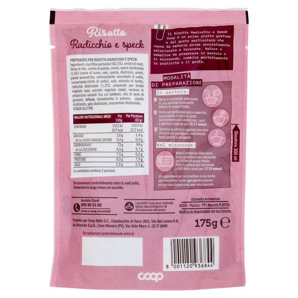 RISOTTO RADICCHIO E SPECK COOP BUSTA G175 - 1