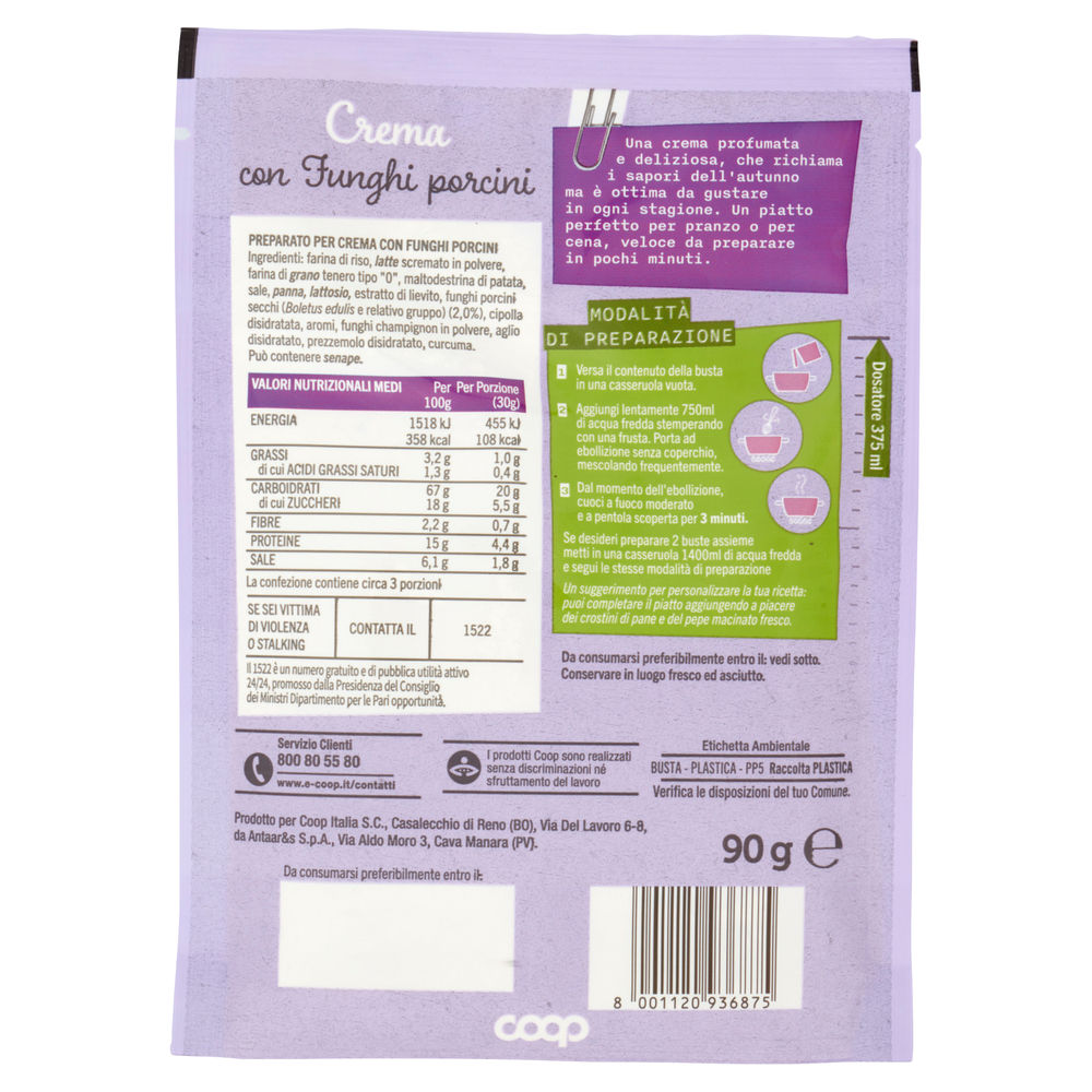 CREMA CON FUNGHI PORCINI COOP BUSTA G90 - 1