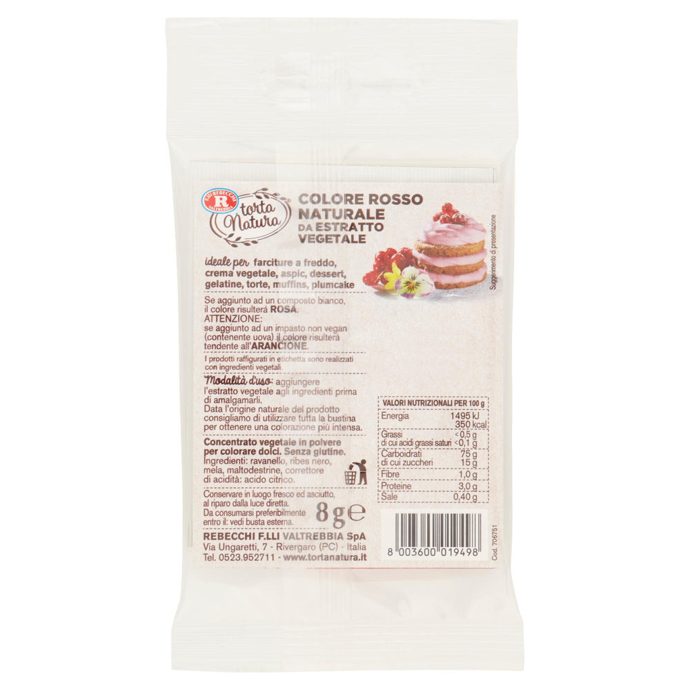 COLORANTE POL.NAT.ROSSO TORTA NATURA REBECCHI BUSTA G 8 - 1