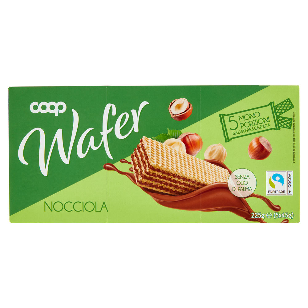 Wafer alla nocciola 5 monoporzioni coop g 225 no palma