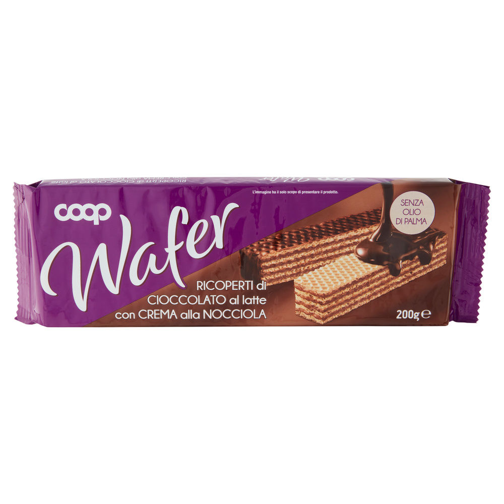 WAFER CON CREMA ALLA NOCCIOLA RIC DI CIOCCOLATO AL LATTE COOP G 200 NO PALMA - 2