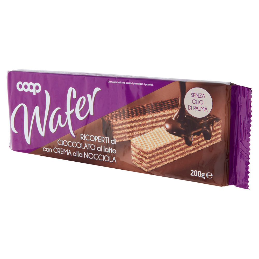 WAFER CON CREMA ALLA NOCCIOLA RIC DI CIOCCOLATO AL LATTE COOP G 200 NO PALMA - 8