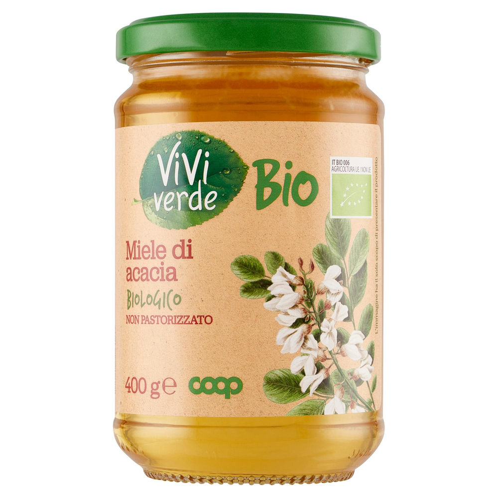 Miele di acacia bio coop vivi verde europa  vaso vetro g.400