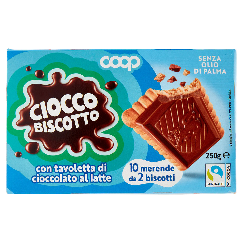 CIOCCOBISCOTTO CON TAVOLETTA DI CIOCCOLATO AL LATTE COOP G 250 NO PALMA - 5