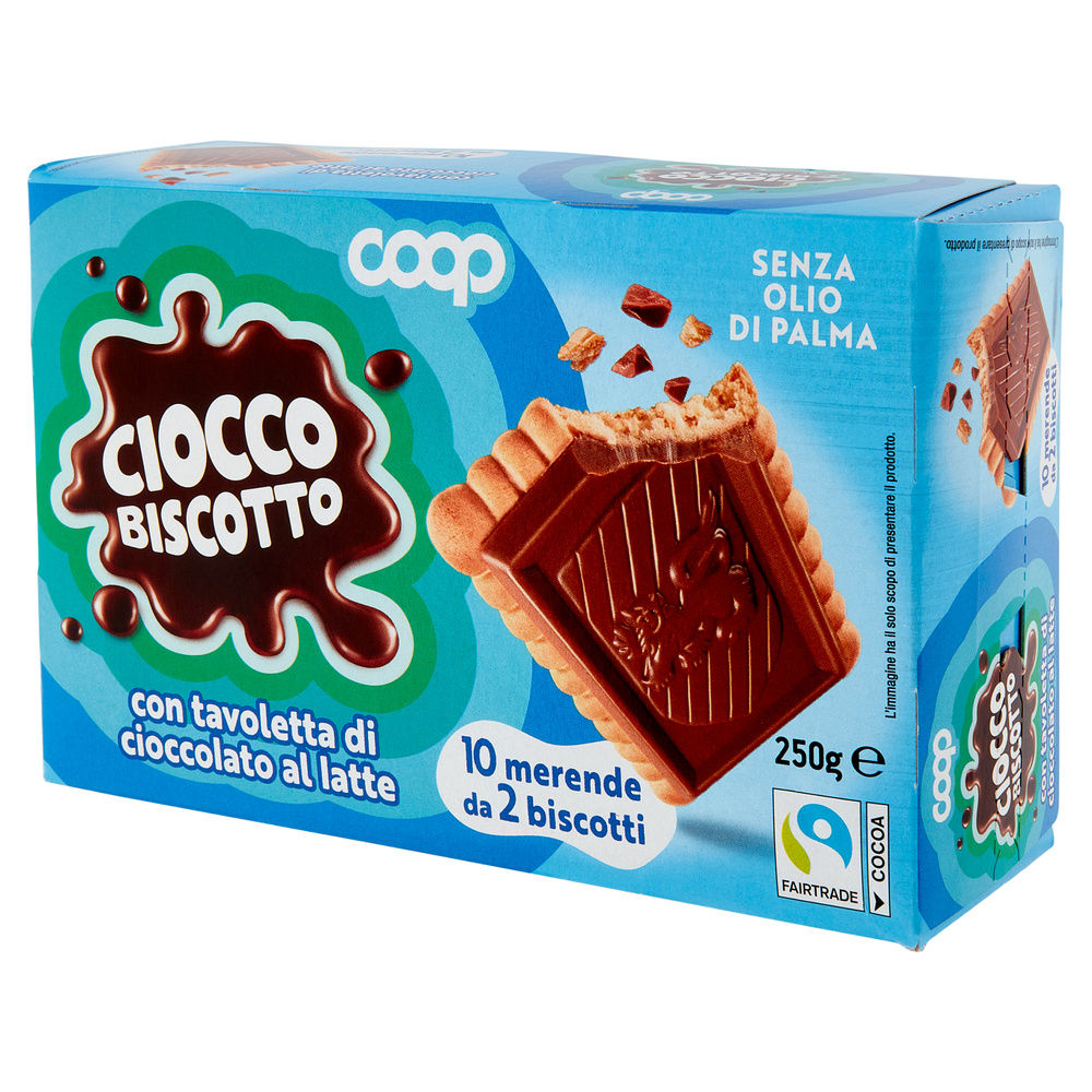 CIOCCOBISCOTTO CON TAVOLETTA DI CIOCCOLATO AL LATTE COOP G 250 NO PALMA - 2