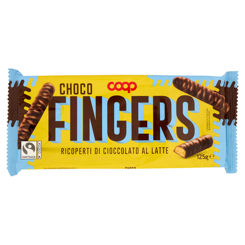 Choco fingers ricoperti di cioccolato al latte coop g 125 no palma