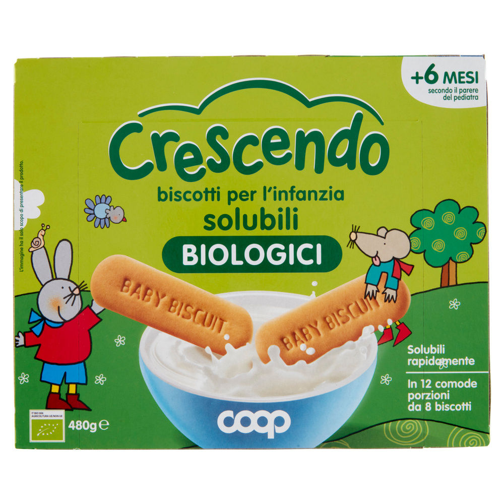 BISCOTTI INFANZIA SOLUBILI MONOPORZIONE BIO COOP CRESCENDO SCATOLA G 480 - 7