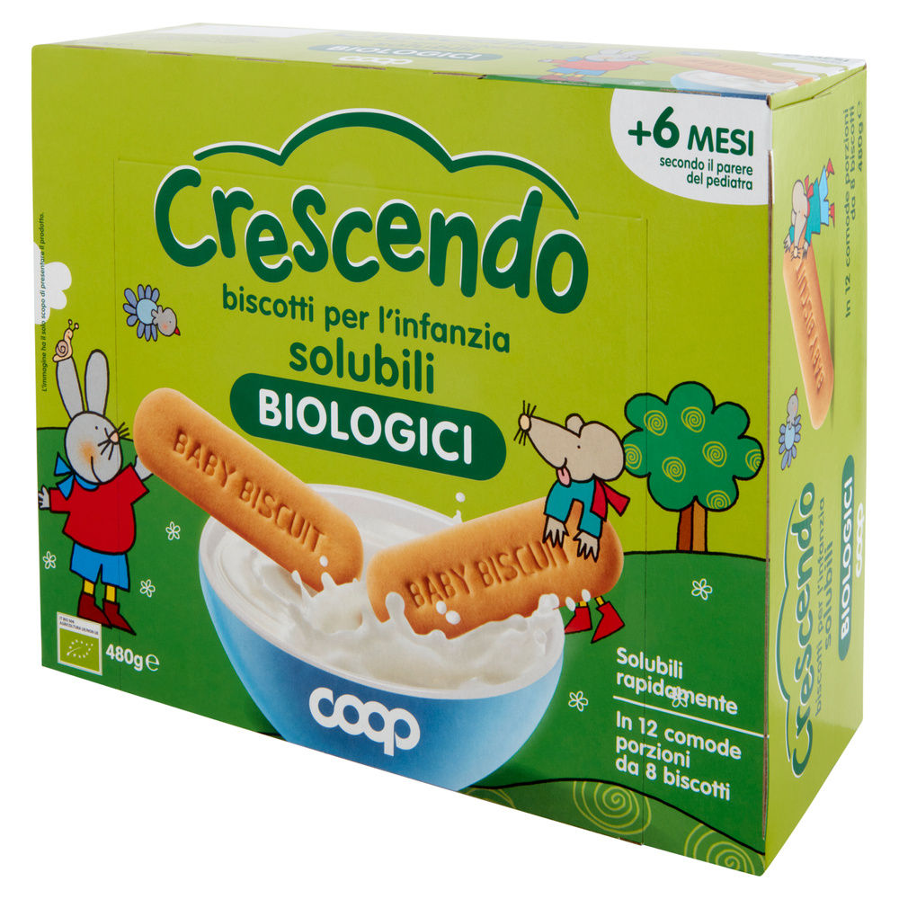 BISCOTTI INFANZIA SOLUBILI MONOPORZIONE BIO COOP CRESCENDO SCATOLA G 480 - 8