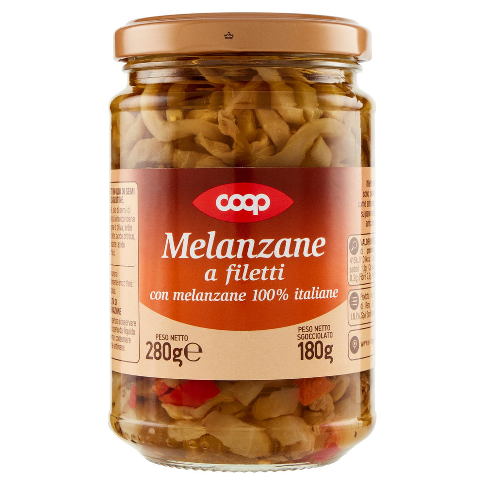 Melanzane a filetti in olio di girasole coop 280g