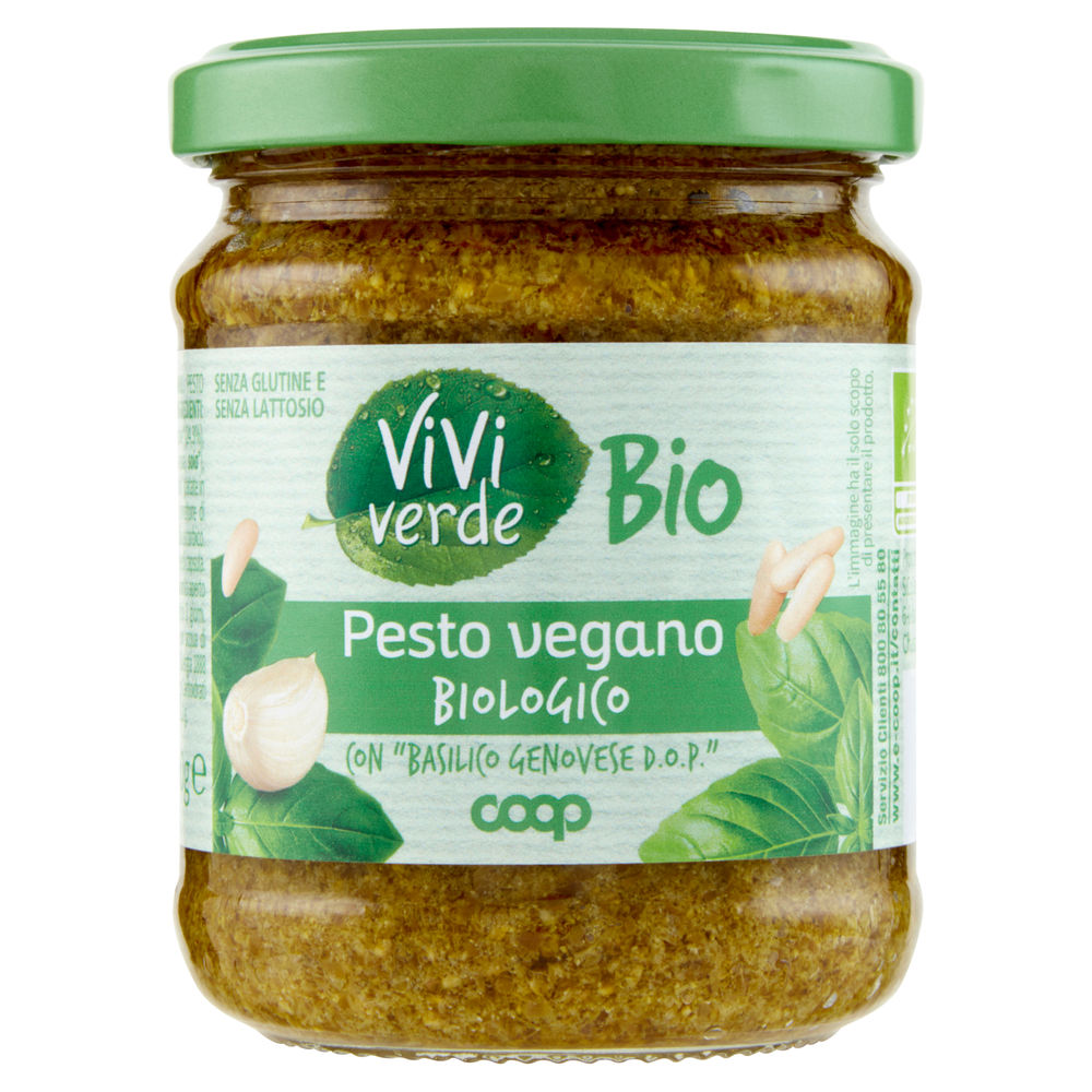 Pesto vegano con basilico genovese dop biologico viviverde coop vaso vetro g190