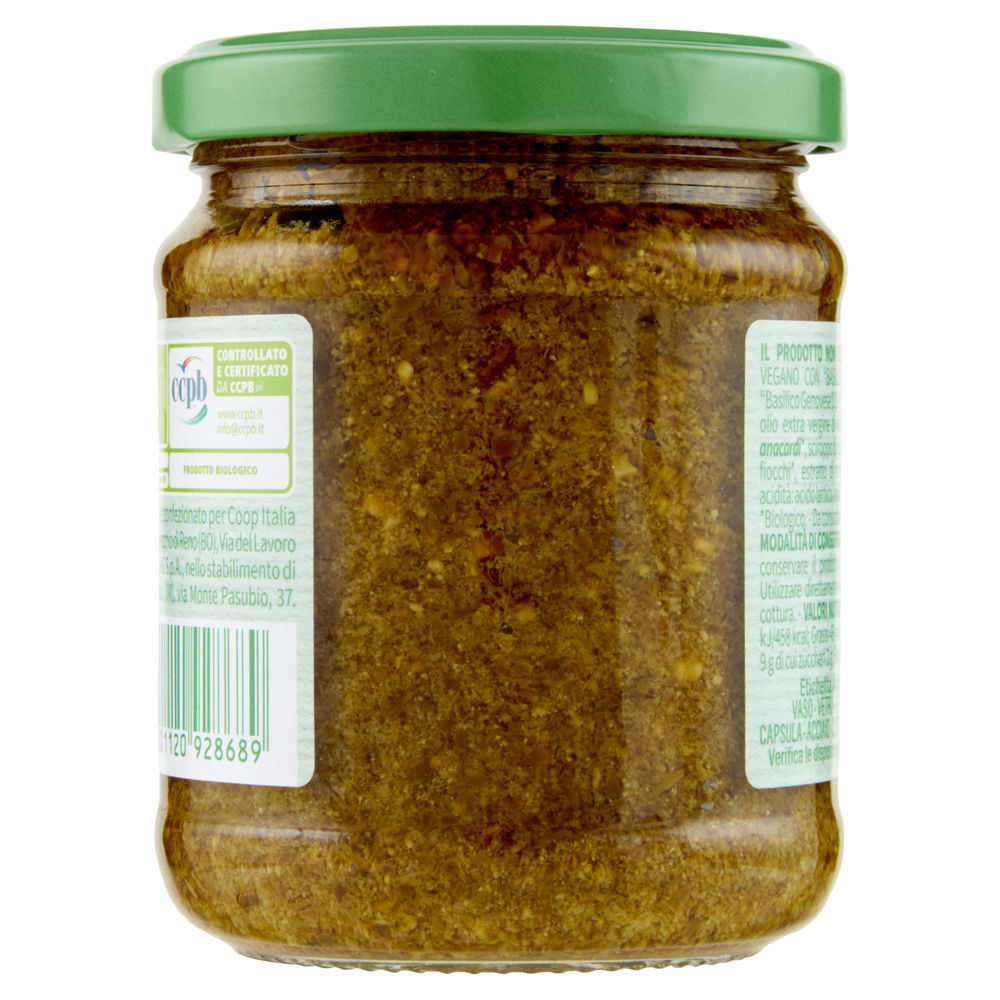 PESTO VEGANO CON BASILICO GENOVESE DOP BIOLOGICO VIVIVERDE COOP VASO VETRO G190 - 1