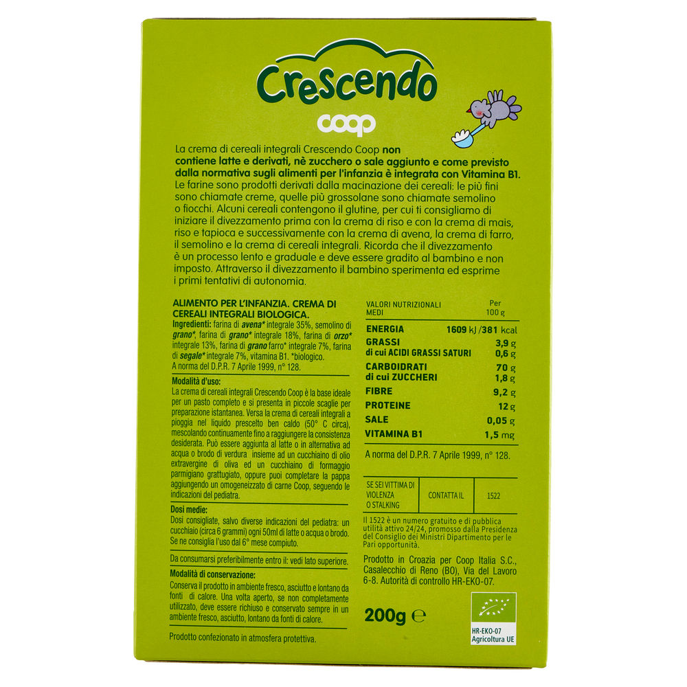 CREMA DI CEREALI MISTI INTEGRALI BIO COOP CRESCENDO SCATOLA G 200 - 1